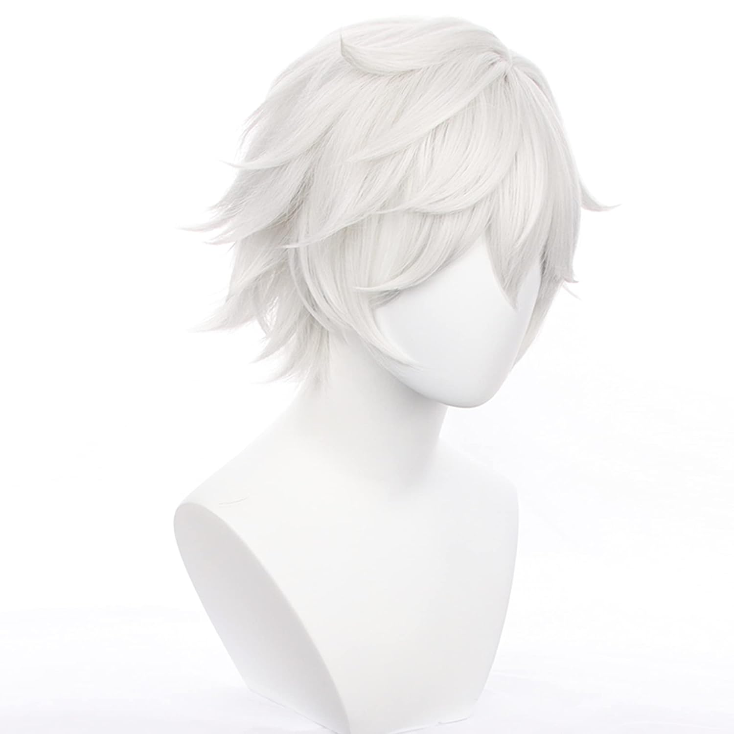 Anime Gray White Cosplay Wigs Short Curly Hair Game Role Costume Wig for Men Halloween Party Unisex Adult Anime Lovers
