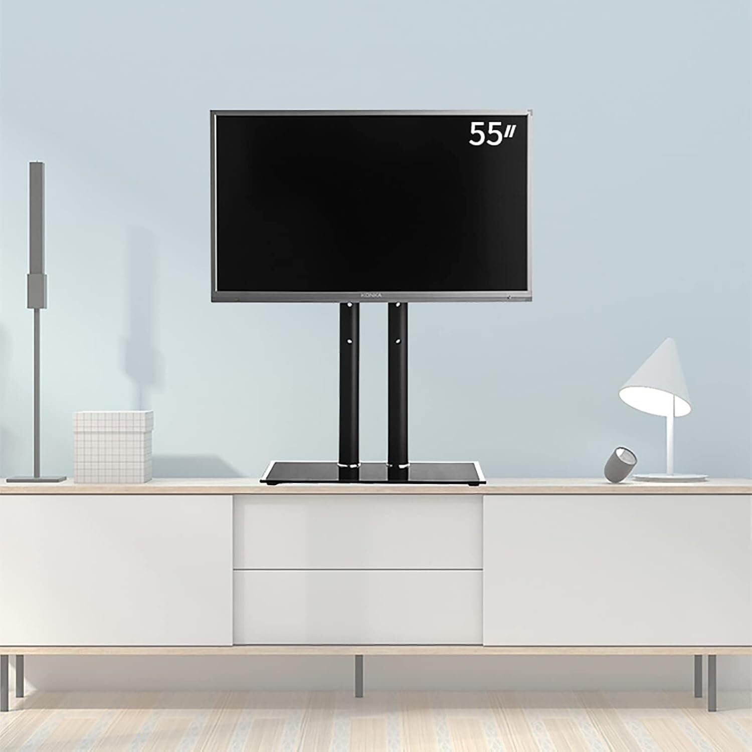 Support de bureau pour téléviseur haut de gamme double colonne pour écrans de 40 à 70