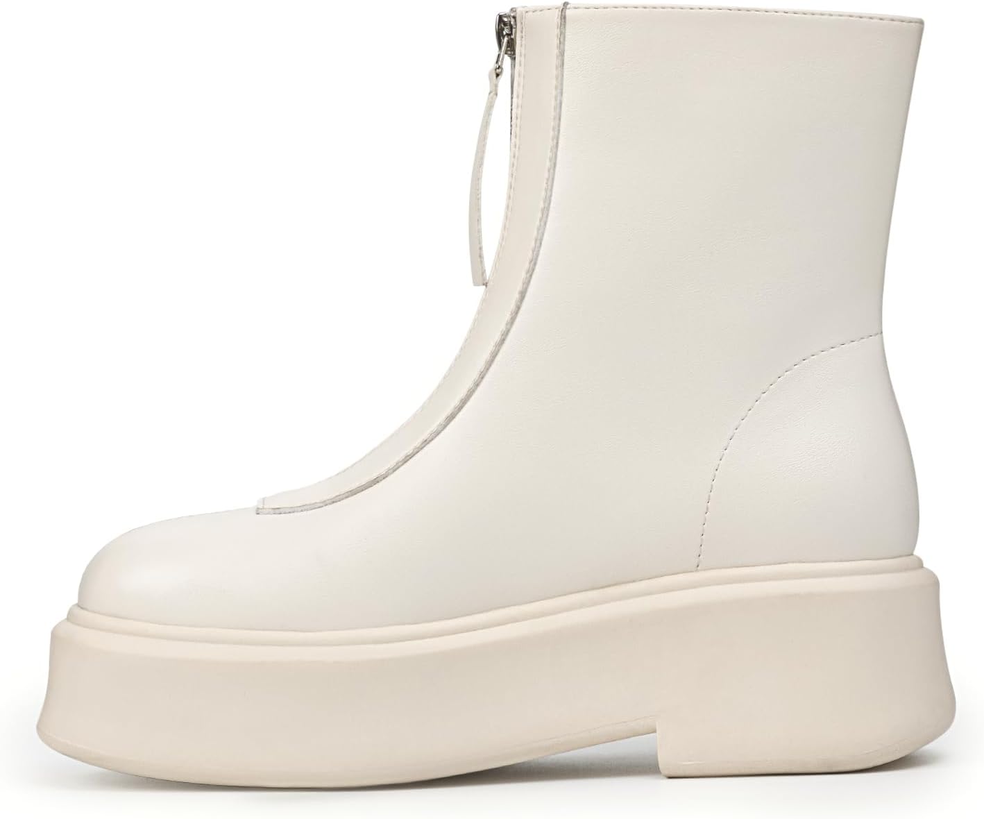 Athlefit Women's Platform Ankle Boots Short Comfortable Round Toe Chunky Low Heel Boots with Front Zipper - Image 2