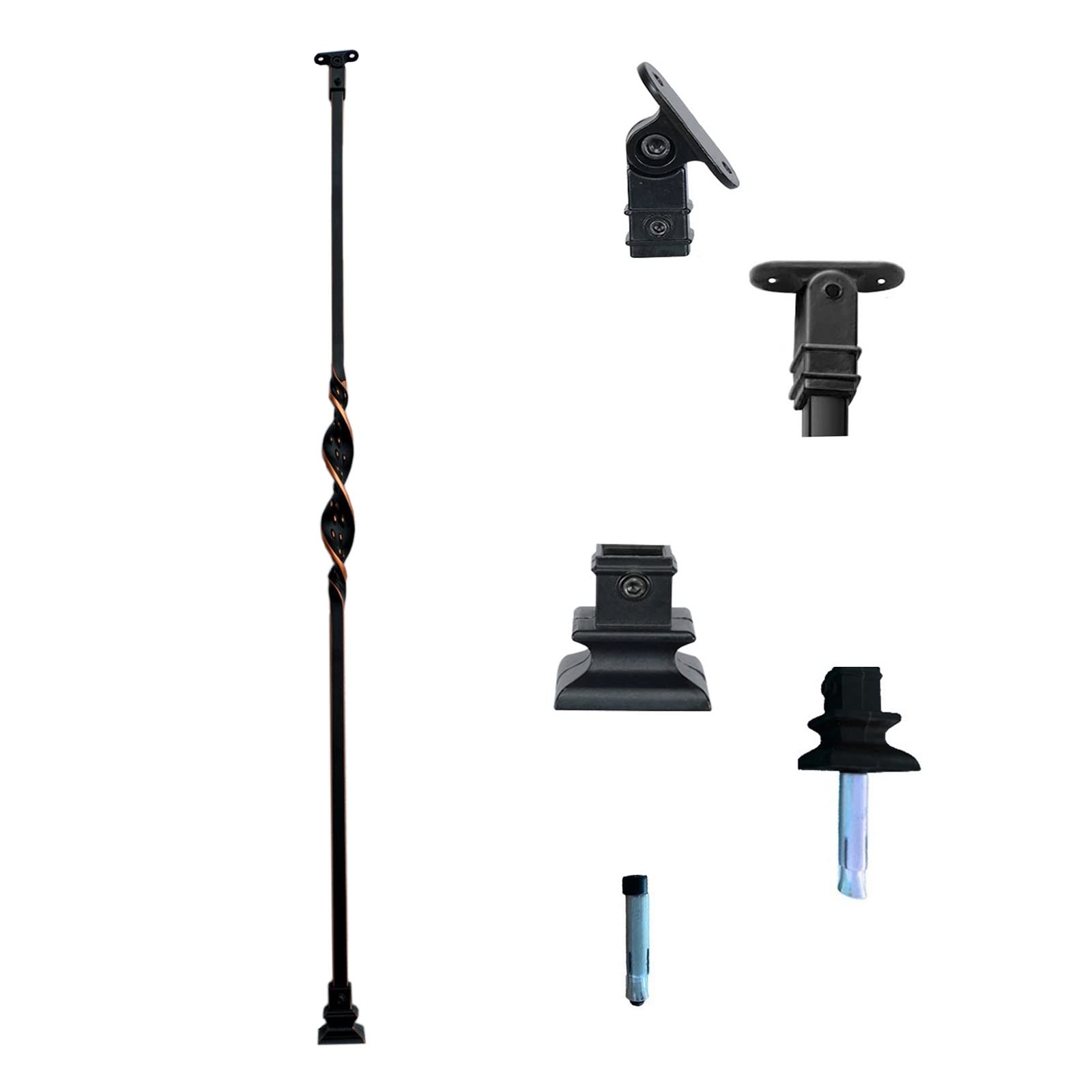 Poteaux en fer forgé noir pour rambarde de terrasse et marches d'escalier