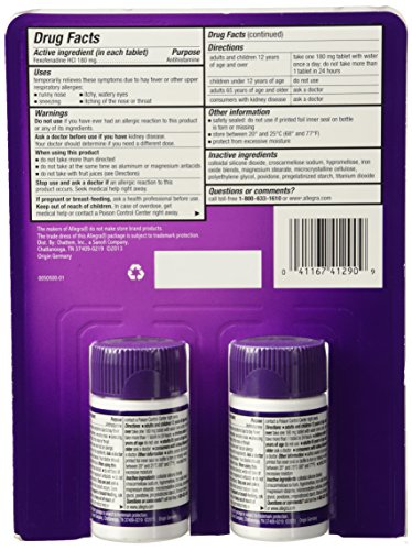 Allegra Allergy - 45 Tablets (180 mg each) 2 PACK = 90 TABLETS!