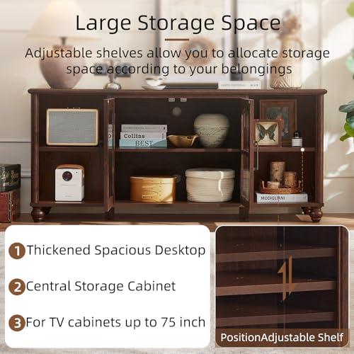 Image of RWYHG Farmhouse TV Stand for 60 in TV, Entertainment Center for Living Room