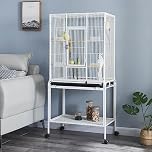 Panana 136cm Large Bird Cage Parrot Cages Wide Flight Metal Animal Cage for Cockatiel Lovebird Budgie Parakeet Durable Frame With Perch Stand and Wheels (White)