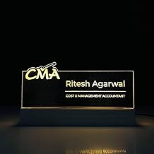 WOWOOD Personlised LED Name Plate for Office Desk Table Name Sign Gift for CMA Cost and Management Certified Accountant Finance Manager Company Size (10 x 6 inch) (For CMA (Cost and Management Accountant))