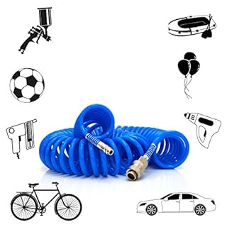 Tubo Aria Compressa Spirale 10 Metri Flessibile Per Compressore Raccordo Blu