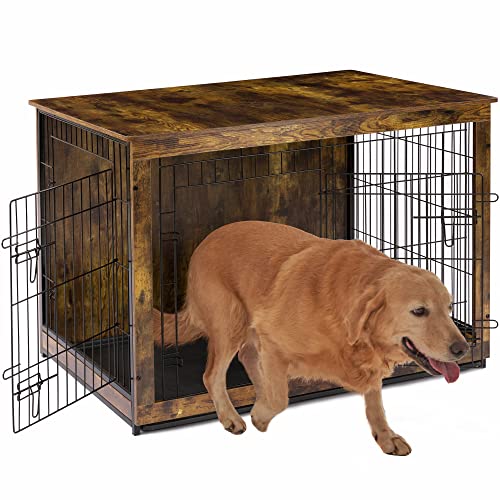 The Best Wooden Dog Crate Cover 14 Megidok Wooden Dog Crate Furniture End Table, Double Doors Dog ...