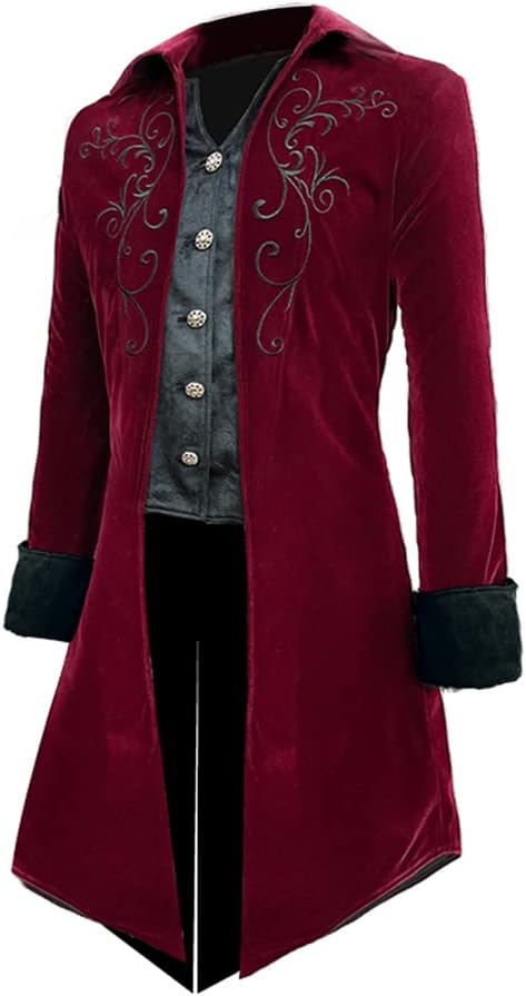 Crubelon Mens Steampunk Tailcoat Jacket Gothic Medieval Victorian Frock Coat - Image 3