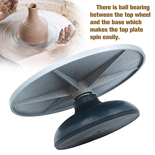 Colouredpeas 12 Inch Pottery Wheel Heavy Cast Iron Metal Pottery Decorating Banding Wheel Sculpting Wheel Construction Joint with Ball Bearings Non-Skid Rubber Boot (12 Inch)