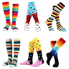 6 Pairs - Classic Colorful Striped Polka Dot
