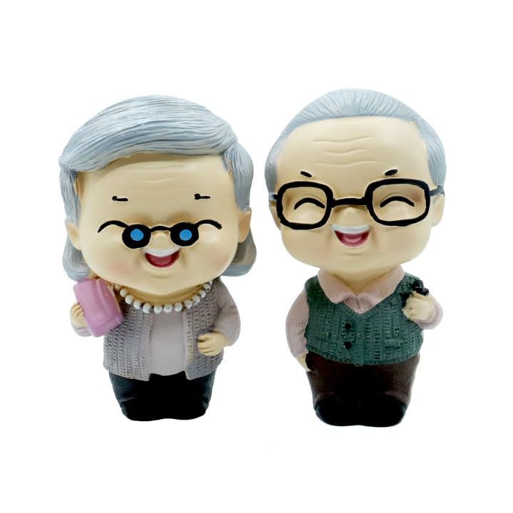 Hoshisea 2 Piezas Adornos para Pasteles con Estatua, Adorno para Pastel Pareja Ancianos, para Adorno Tarta, Aniversario, Decoración de Boda