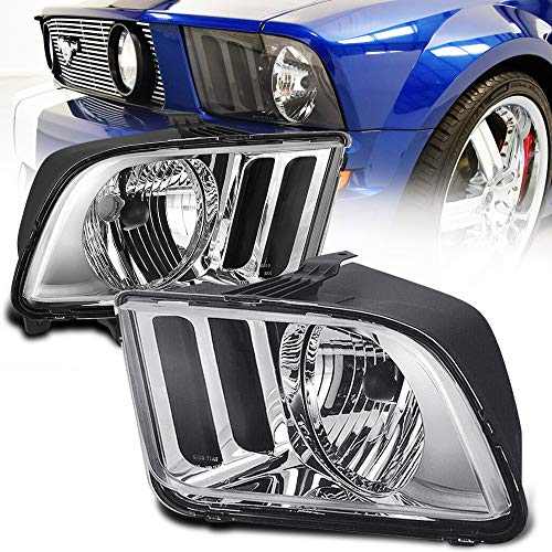 AJP Distributors For 2005 2006 2007 2008 2009 05 06 07 08 09 Ford Mustang Direct Replacement Driving Head Lights Lamps Left Right Assembly (Chrome Housing Clear Lens)