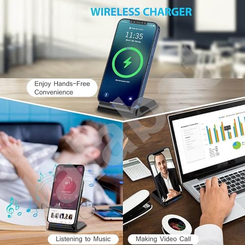 Image of Talabat (Pack of 2) Single Wireless Charger Stand Compatible with i-Phone Series14 /13 /12,Galaxy S23 /S22 /S21 /S20 /Note20 Series & Other Qi Devices (Black)
