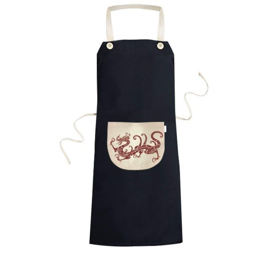 Tablier bavette dragon chinois beatChong de cuisine noir avec poche