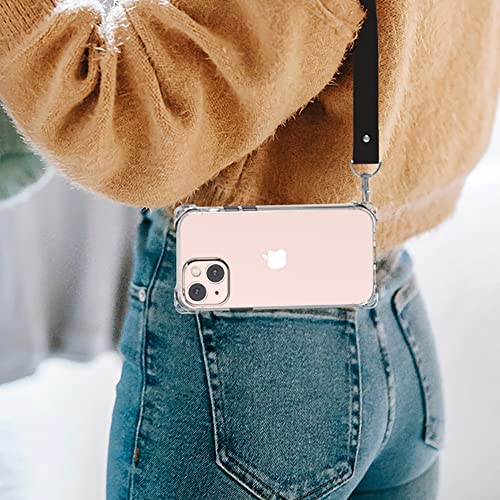 Wuwedo For Iphone 13 Crystal Clear Case With Detachable Adjustable Crossbody Strap, Slim Fit Shockproof Protective Phone Case With Anti-Lost Shoulder Neck Lanyard For Girls And Women #TOP5