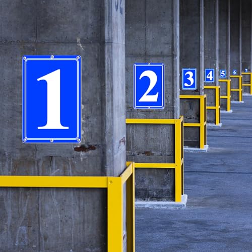 Image of Premium Aluminum Number Signs 4, Metal 12 inch X 8 inch Blue Numbered Signs Outdoor for Parking Lots, Floor, Dock, Court, Aisle, Field, High Visibility, No Fade, Weather-resistant