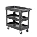 Pearington Utility Rolling Cart- Multi Purpose, Heavy Duty Service Cart; Supplies Storage and Organizer; 3 Tier with Wheels- 500lb Loading Capacity, Gray