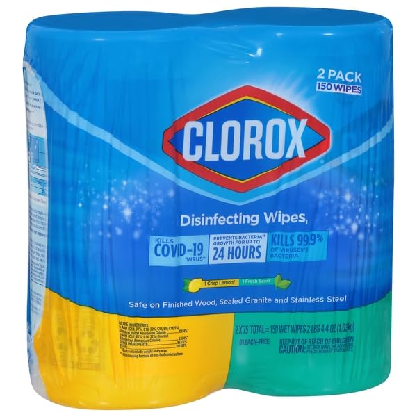 Clorox, Crisp Lemon with Fresh Scent Disinfecting Wipes, 2 Count