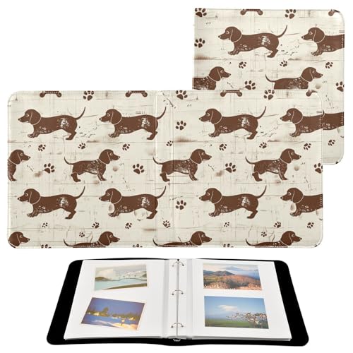 Carpetas de álbumes de fotos para fotos de todos los tamaños, diseño de perro salchicha, páginas autoadhesivas retro de 4 x 6, 5 x 7, 6 x 8 pulgadas