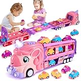 Nasjac Carritos Juguetes para Niño,115CM Camión Transformable con Música y Luce 9 Coches Metálicos, Juguete de Coche...