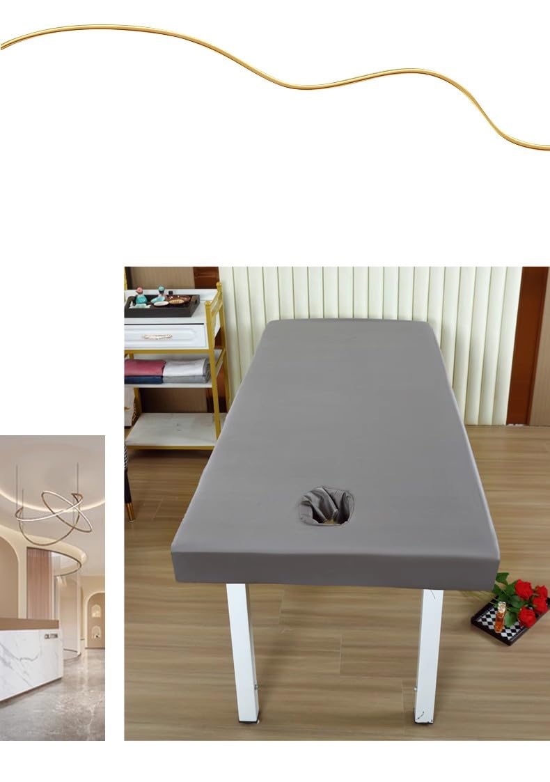 Biały, 190 cm x 75 cm, prostokątny pokrowiec na stół do masażu, wodoodporny pokrowiec na prześcieradło do spa, elastyczny sznurek, krawędź, owijka, wymienny ochraniacz (szary, 190 cm x 75 cm)