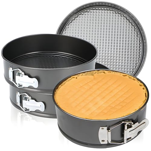 Retoo Springform Set 3 Stück Kuchenform Runde Backform Auslaufsicher Antihaft Ø 24/26/28 cm Kohlenstoffstahl Hitzebeständig Tortenringe Abnehmbarer Flachboden Schwarze