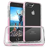 Orzly FUSION Bumper Case Cover Shell for Apple iPhone 7 PLUS (2016 Version of 5.5 inch Model) - Protective Hard Back Cover with Impact Absorbing Edges - 100% Clear with PINK Rim