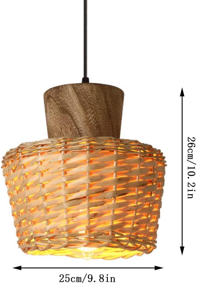 CHUNGYANG Bamboe Hanglamp Met Verstelbaar Snoer Bamboe Kroonluchter Van Natuurlijk Materiaal Handgeweven Rotan Hanglamp Handgeweven Hanglampen Van Rotan voor Keukeneiland, Woonkamer, Eetkamer photo 3