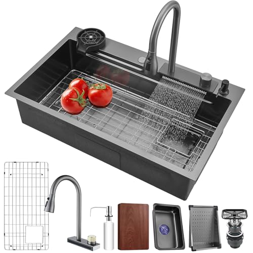 Fregadero de cocina con cascada Flying Rain anti-salpicaduras en acero inoxidable 2