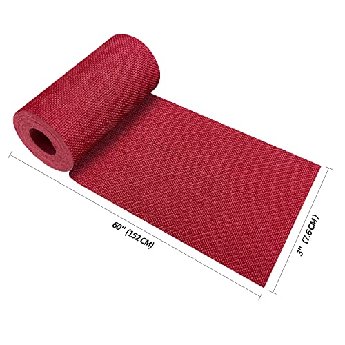 Image of King Mountain Premium Linen Fabric Iron-on Repair Patch, Inside&Outside Fabric Repair Patch, 3 inchx60 inch with Backing Glue Linen Repair Decorative Patch kit (Linen-3 inchx60 inch, Red)