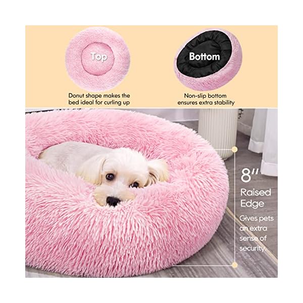 Dog Bed Calming Dog Beds, Soft Round Pet Beds for Cats, Small Medium Dogs, Donut Cat Bed Anti-Anxiety Washable Round Dog Bed, Cozy Fluffy Faux Fur Dog Beds for Large Dogs, Cute Puppy Cuddler Bed Dog Bed Calming Dog Beds, Soft Round Pet Beds for Cats, Small Medium Dogs, Donut Cat Bed Anti-Anxiety Washable Round Dog Bed, Cozy Fluffy Faux Fur Dog Beds for Large Dogs, Cute Puppy Cuddler Bed