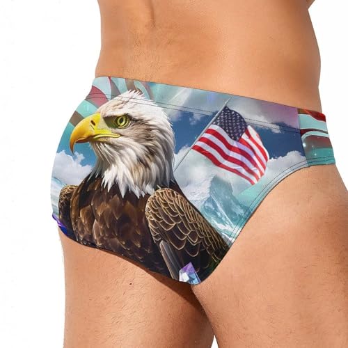 Diamond U.S.A Flag Eagle Mens Swim Briefs Quick Dry Swimming Trunks Training Swimsuit Low Rise Swimwear3