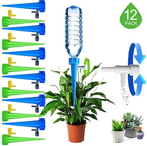 HEYLOVE Plant Waterer Self Watering Devices, Vacation Potted Plant Watering Spikes Automatic Drip Irrigation Water Stakes System with Control Valve Switch for Garden Plants Indoor & Outdoor.