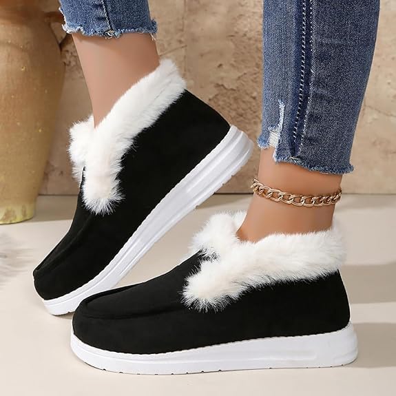 Fuzzy Slippers Women Plush Platform Fleece Lining Cozy Shoes Indoor Outdoor Winter Warm Fuzzy House Slipper Soft Slip on Faux Fur Lined Slipper House Shoes2