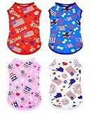 PET SHOW 4 Pack 4th of July Small Dog Clothes Patriotic Dog Shirts Stripes Stars Vest American Flag T-Shirts for Independence Day Holiday Party Pets Puppy Cats Tank Top Boy Girl(X-Small)