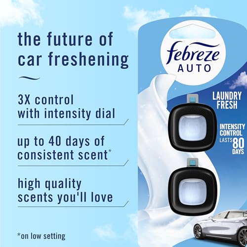 Febreze Car Air Freshener Vent Clip Laundry Fresh Scent, .07 oz. Car Vent Clip, Pack of 4 - Image 3