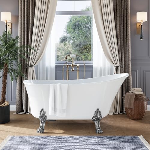 59 Inch Freestanding Bathtub Heavy Duty Slipper Clawfoot,
