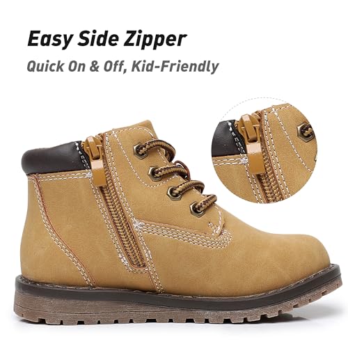 Felabo Toddler Ankle Work Boots for Boys Girls - Side Zipper Lace Up Non Slip Sole (Toddler/Little Kid)4