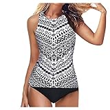 Badeanzug Damen Schwarz Schwimmanzug Monokini Bequem Lässiges Strandmode Beachwear Push Up Sportlich Swimwear Badeanzüge Schnelltrocknend Badebekleidung Tummy Control Tankinis Women's Bikini Set