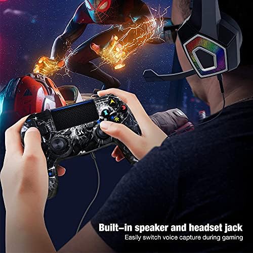 Wireless Controller for PS4, Black Skull Series High Performance Dual Vibration Gaming Controller for Playstation 4 /Pro/Slim/PC with Audio Function, Touch Pad, Motion Control