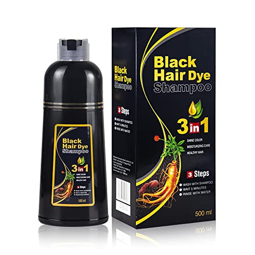 Black Instant Hair Color Shampoo for Gray Hair, Easy Hair Dye Shampoo, Simple Hair Dye 3 in 1 - Herbal Dye in Minutes for Men and Women (1pc)