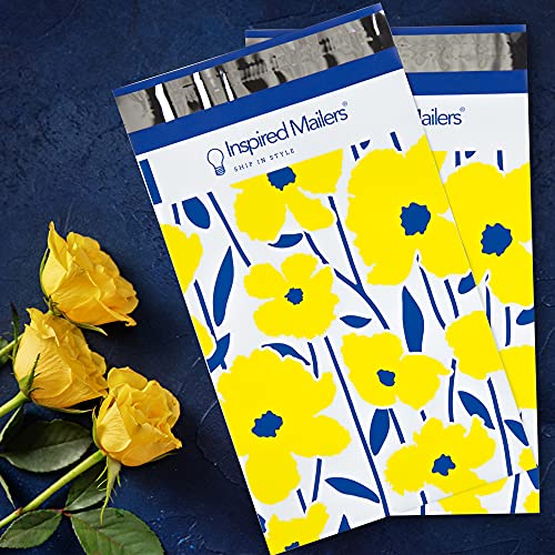 Image of Inspired Mailers - Poly Mailers 10x13-100 Pack - Bold Floral Print - Shipping Bags 10x13 - Packaging Envelopes Mailing Bags - Packing Bags for Shipping - Printed Poly Mailers