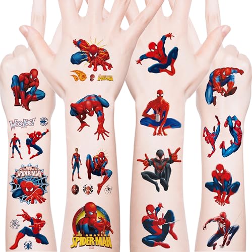 20pcs spiderman Temporary Tattoos for Teens Birthday Party Supplies Party Favors Fake Tattoos Stickers Birthday Decorations Party Game Activities Reward Gifts (spiderman20)