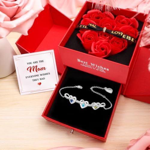 Personalized Name Birthstone Bracelet for Women – Mothers Bracelet with Birthstones, Mothers Day Gifts, Christmas, Birthday Gift for Mom Grandma Wife4