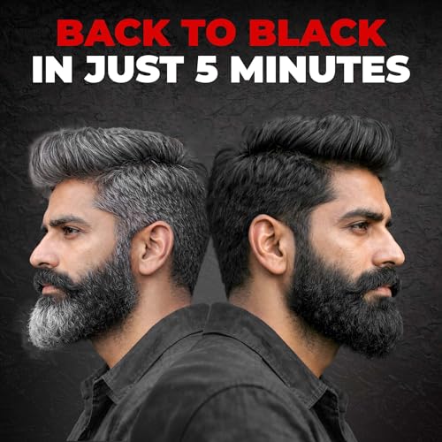 Image of BEARDO Beard & Hair Shampoo Color | Natural Black | 100% Grey Coverage | 5 Minute Hair Colour | Ammonia Free | With Natural Actives | No Stain Beard Colour | 20ml X 5