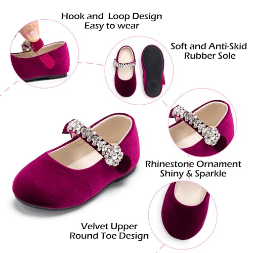 Image of PHIRAMIN Toddler Flower Girl Glitter Dress Shoes Little Girl Ballet Flats Bow Wedding Party