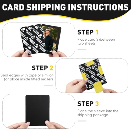 Image of 300 Pcs Trading Card Shipping Protector Bulk 3.5 x 4.5 Inch Black Card Shipping Supplies Baseball Plastic Inserts Mailer for Mailing Sports Team Bags Sleeves