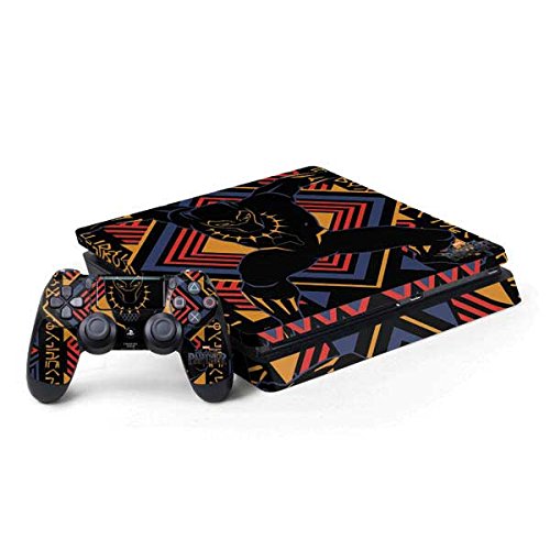 Skinit Decal Gaming Skin Compatible with PS4 Slim Bundle - Officially Licensed Marvel Disney Black Panther Tribal Print Design