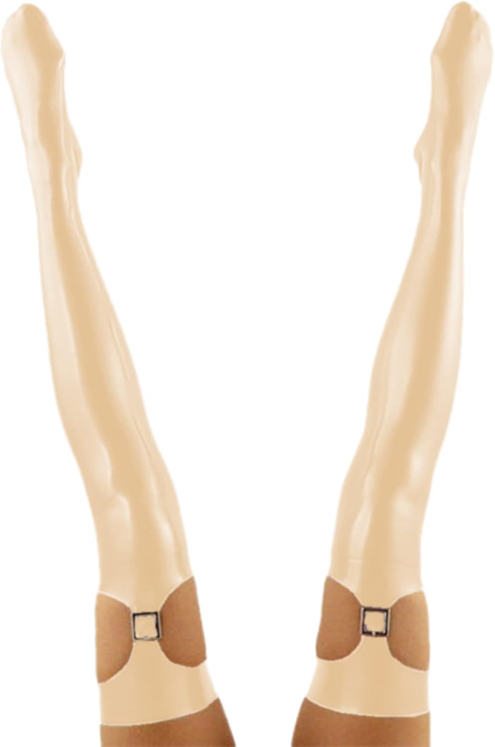 Hollow Out Stretchy Thigh High Stockings Wetlook PVC Leather High Footed Stockings Lingerie Over Knee Socks,Orange,4XL