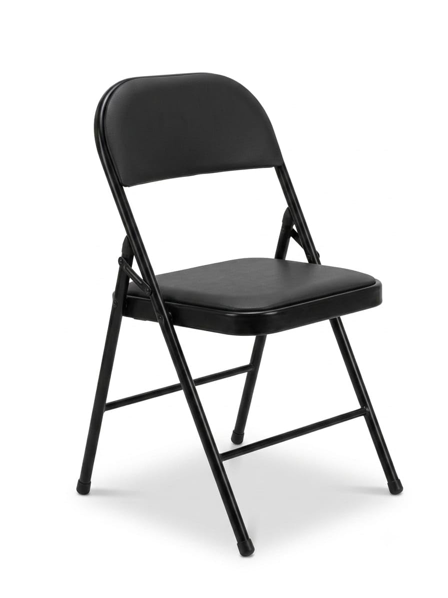 Foldable Chair Black Metal Frame with Padded Seat 38x38x61 cm | Padded Seat & Back, Space-Saving Design-image-38
