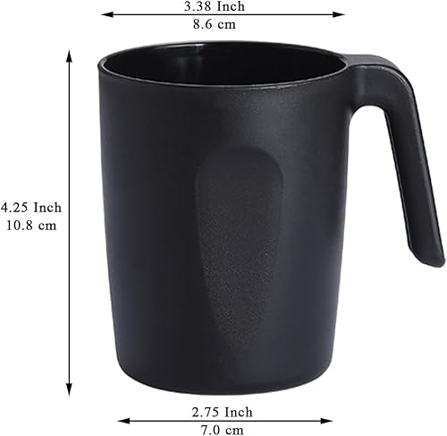 Miniatura 2 de Berglander Juego de 8 tazas de café de plástico negro con asas de 15 onzas, taza de agua reutilizable, fácil de transportar, ideal para el hogar,